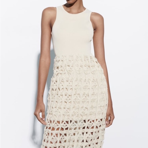 Zara MIXED OPEN KNIT DRESS - Picture 1 of 6